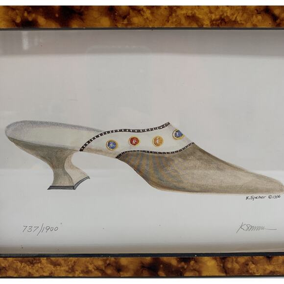 Vntg Kolene Spicher Ladies Rhinestone Antique Slipper Signed and Numbered Read - Picture 4 of 9